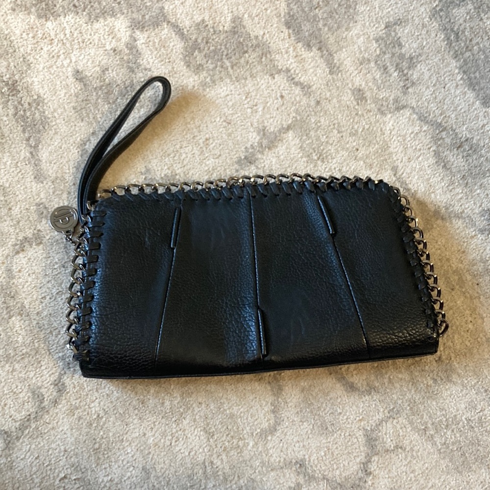 Big Buddha black wristlet clutch purse